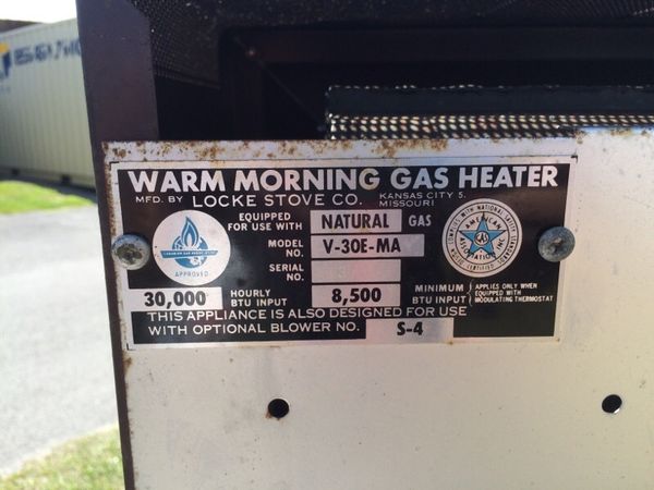 Warm Morning Natural Gas Heater By The Locke Stove Co Kansas City 35sold