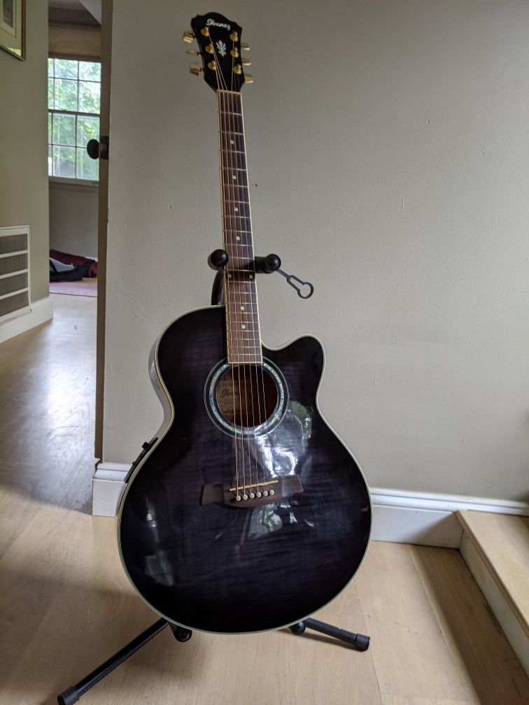 2011 Ibanez AEL20E acoustic-electric guitar, dark grey with bag