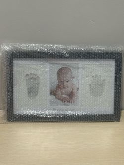 BRAND NEW BABY FEET PRINT & HAND PRINT PHOTO FRAME  it says in middle “ BUNDLE OF JOY “( ALL BLACK )