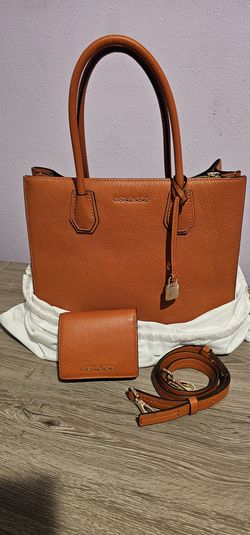 Michael Kors Mercer Orange Leather Tote Bag and Wallet