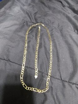 Sterling Silver 925 Gold Plated 24 In Figaro Chain Necklace And 8 In Bracelet