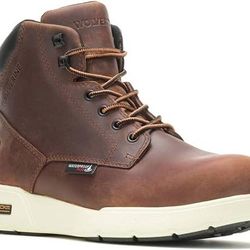 NEW Size  7.5, or 8.5 or 9w or 10.5 Wolverine Men Waterproof Soft Toe Work Boots Kickstart DuraShocks 6" Construction Boots