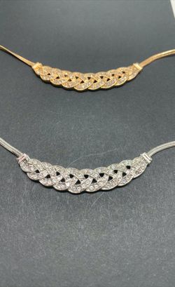 2 Sets Romantic Choker Chain Necklace Accessory, Gold and Silver Color