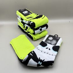 Nightmare Before Christmas 2-Pair Sock Set - Lot Of 4 Sets - Black / Jack Skellington, Neon Green Oogie Boogie - New W/ Tags