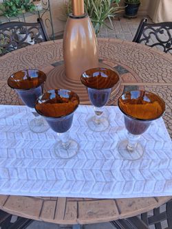 Amber Bubble Glass Goblets