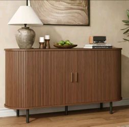 40'' Fluted Sideboard Storage Cabinet With Doors And Shelves - Credenza Storage Cabinet For Office, Bedroom Storage Cabinet, Hallway Storage Cabinet