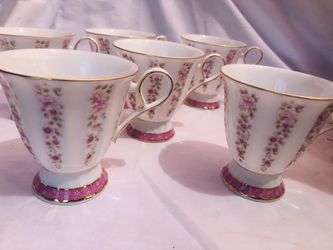 Antique Super White Royal China tea Cups Excellent Condition No Cihips set of six