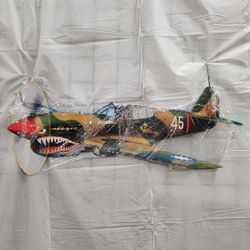 Huge WWII P40 Warhawk Fighter Plane Steel Metal Sign 