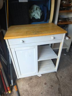 White Wood Kitchen Island Cart with Drawer.. prices firm