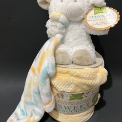 Little Miracles Lamb Chevron stripes Sweet Snuggles Baby Security Blanket Set! NEW!