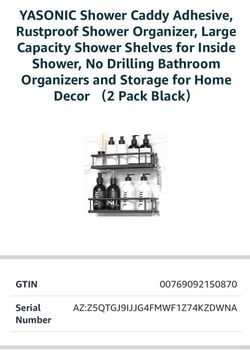 Yasonic New Black Metal 2pc Shower Caddy Organizer Bathroom Decor Self Adhesive No Drilling
