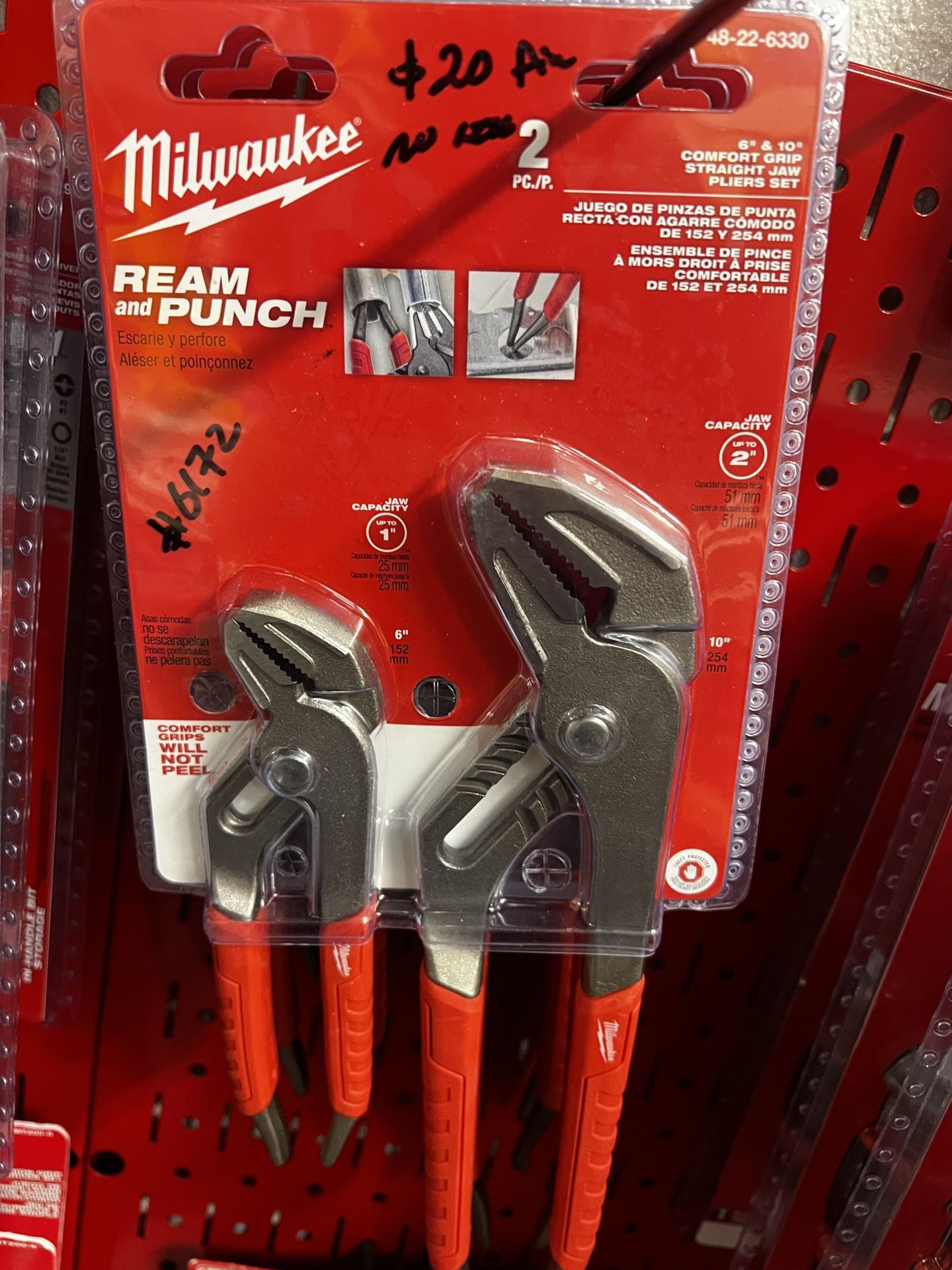 Milwaukee 2pcs 6” & 10” Comfort Grip Straight Jaw Pliers Set