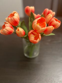 Realistic Artificial Peach Tulip Bouquet