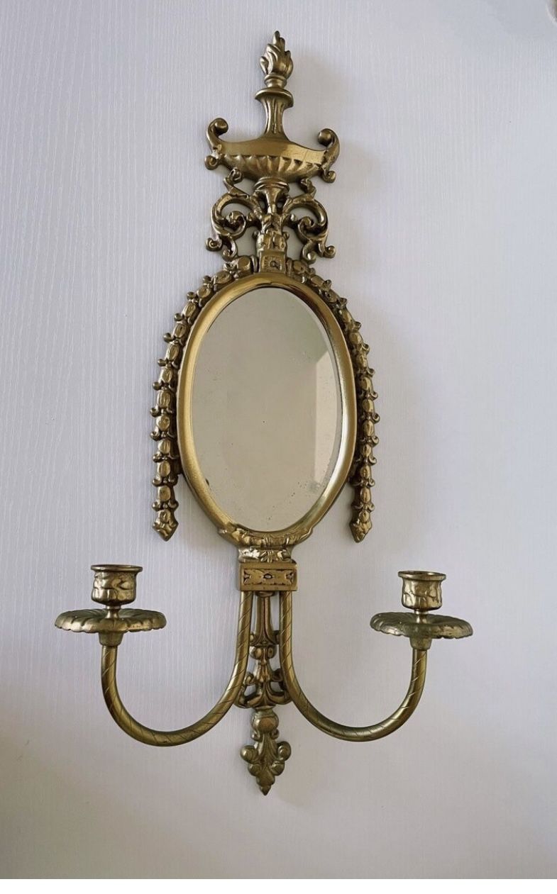 Antique Brass Mirror Wall Sconces