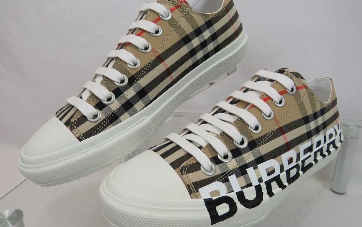 Burberry Logo Print Vintage Check Cotton Sneakers