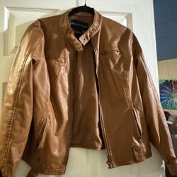 Faux leather brown jacket