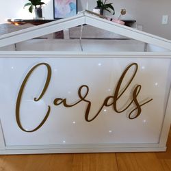 Large Card Box with Slot, doors and fairy light inside

Condition is Used - Good

Comes with lock and key. I covered the inside with translucent wax p