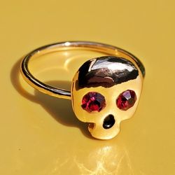 Rose Gold Skull Ring Size 7