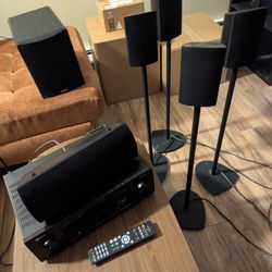 Denon AVR-730H 7.2 Receiver w Definitive Technology ProSeries Speakers w Stands w Subwoofer