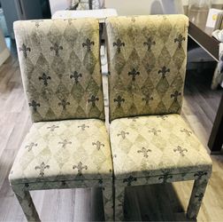 Olive green pattern dinner Chairs
