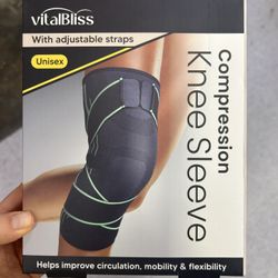 NWT VitalBliss Compression Knee Sleeve with adjustable straps