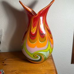  20th Century Vase - Murano Style Glass - Multicolor Striped Design