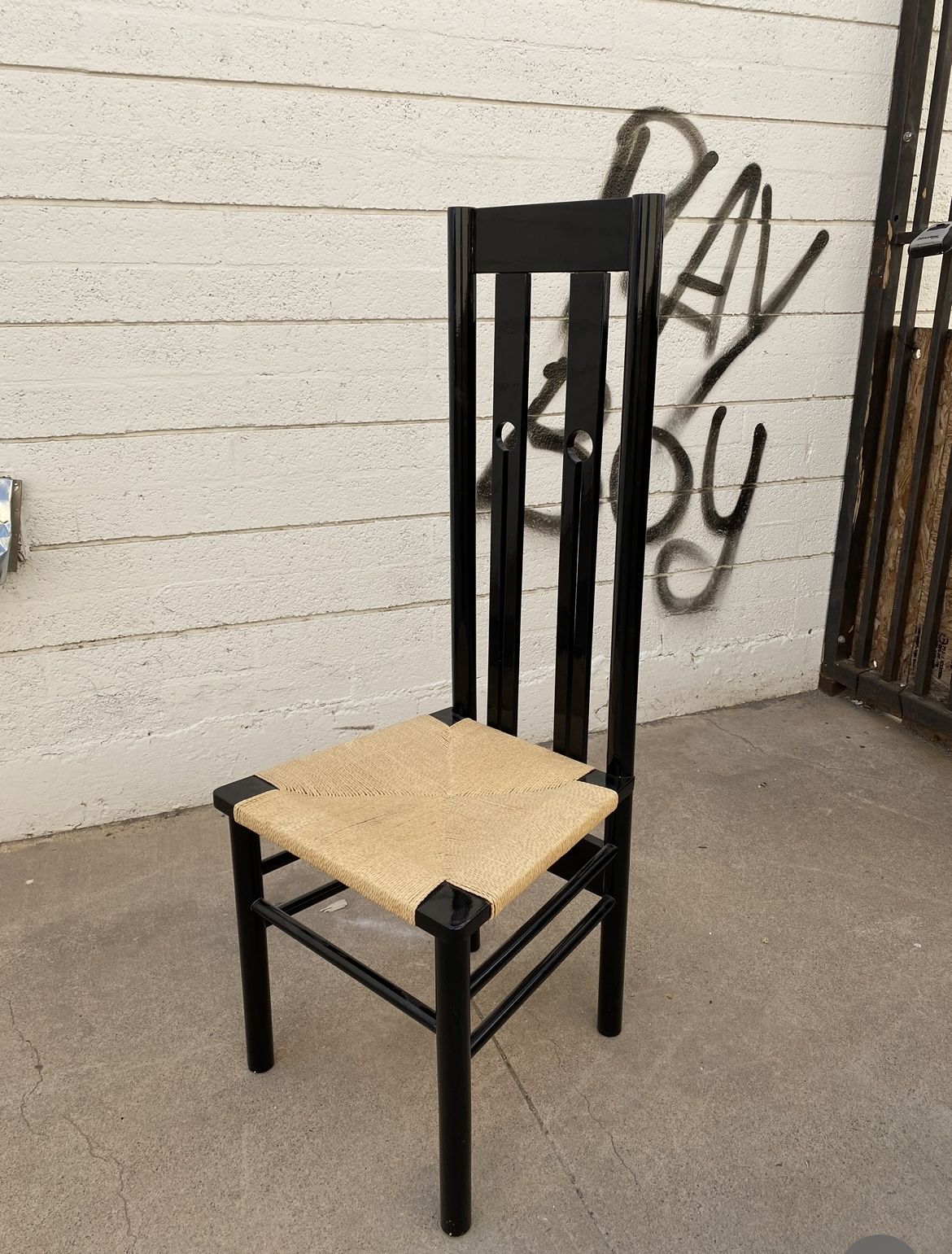 Mid Century Modern Italian Lacquered Black Chairs  //-/-/-//