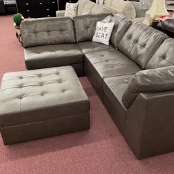 💥HUGE Blowout Furniture Sale!💥 Brand New Faux Leather Sectional! $50 Down Takes It Home Today!