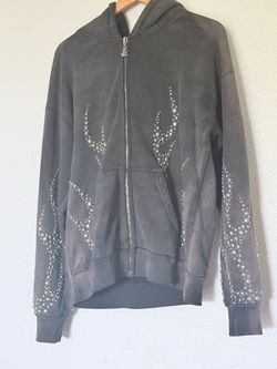 Hellstar studded flame zip up