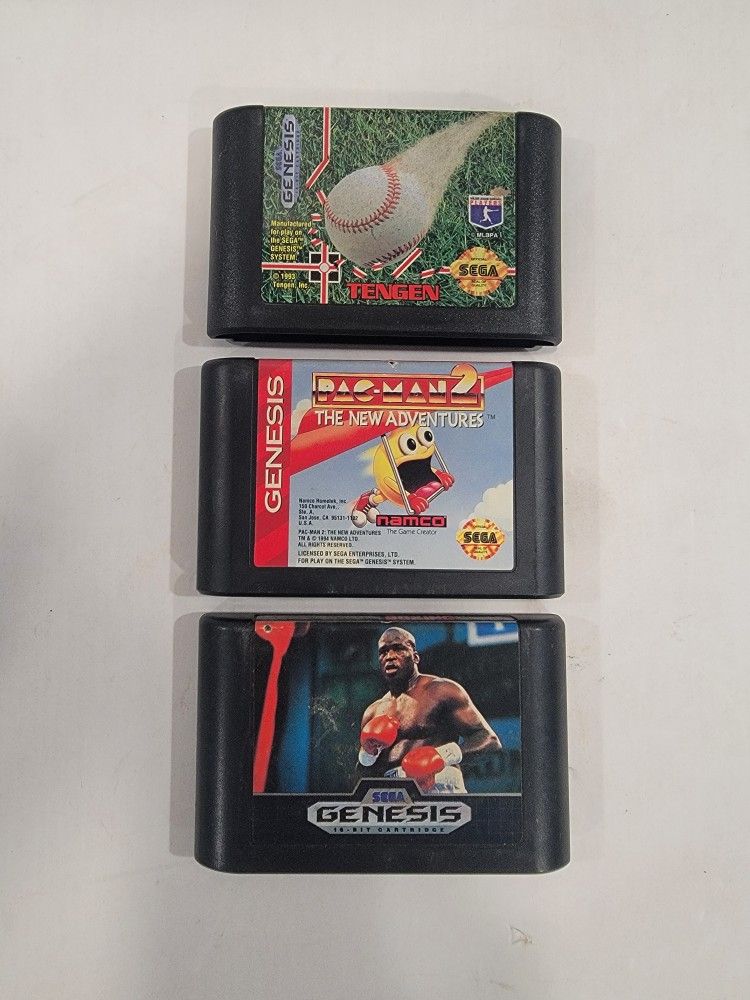 Lot of 3 Sega Genesis Games~ Boxing, Pacman 2, RBI Baseball 93 ~ Cartridges Only