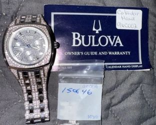 Bulova 96C002 Calendar Hand Display Diamond Accent Watch