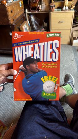 Tiger woods wheaties cereal box with cereal unopened
