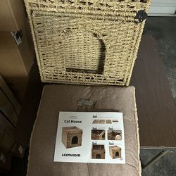 $30  Handwoven Rattan Cat House