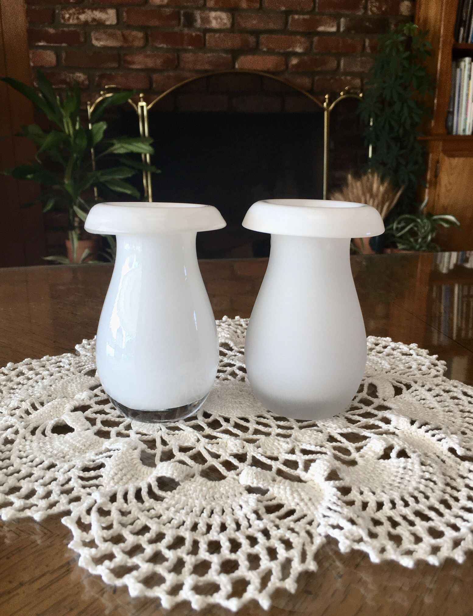 Two White Bud Vases