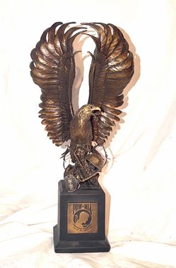 POW MIA Eagle Statue vintage military bronze sculpture