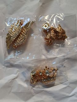 Set of 3 Gold Toned Lapel Pins