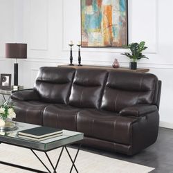 🚨Furniture Sale🚨 Brown Ridgewin Leather Power Reclining Sofa
