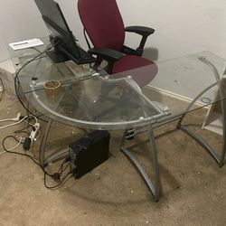Glass Desk With Chair 