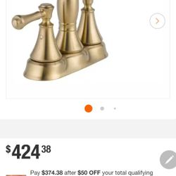 Delta
Cassidy Gold 4 in. Centerset 2-Handle Bathroom Faucet with Metal Drain Assembly in Champagne Bronze
128
