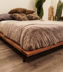 Queen size mid century modern platform bed frame