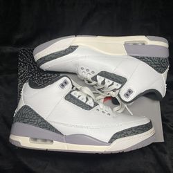 Grey cement jordan 3’s with box authentic 