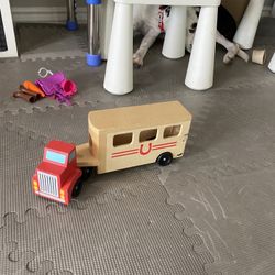 Horse Trailer And Horses