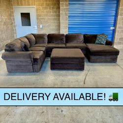 Brown Microfiber U Sectional Couch Sofa (DELIVERY AVAILABLE! 🚛)