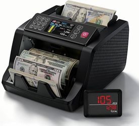 Money Counter Machine Mixed Denomination, CIS/MG/UV/IR Counterfeit Detection, 3.5"TFT Touchscreen, 120 Currencies Verification, Bill Counter for Effic