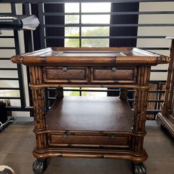 Set Of Two Wooden End Tables 