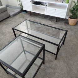 Glass Coffee Table And Side Table