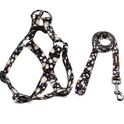 Dog Harness Leash Set With Daisies- Size Small 