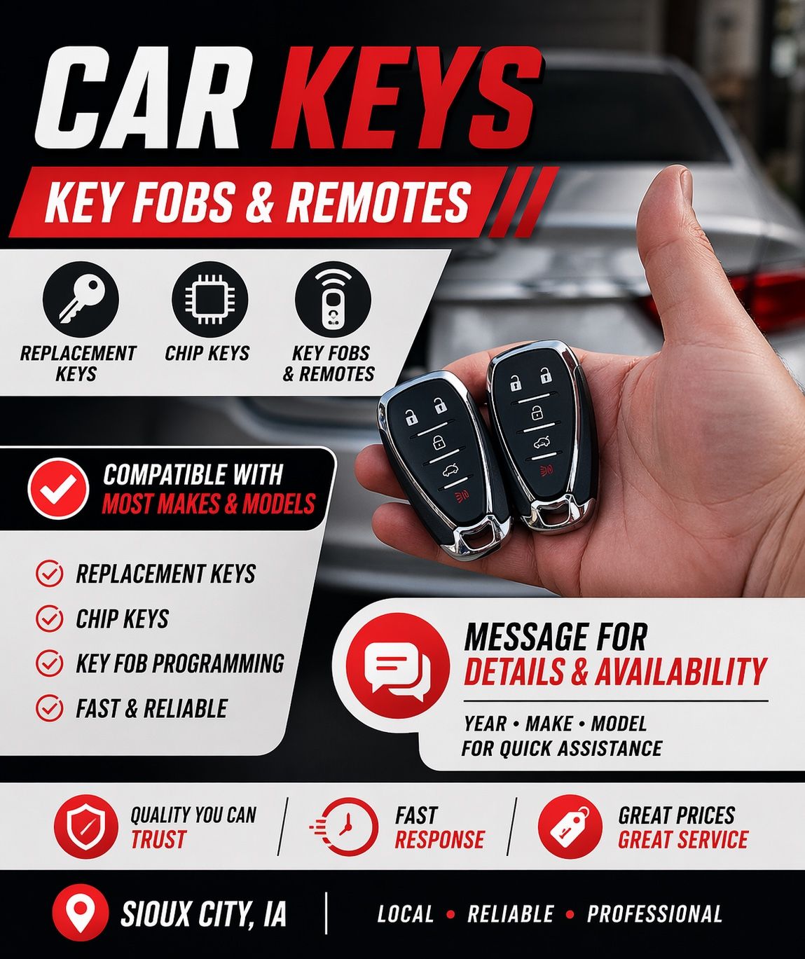 Cerrajero 24/7 🚗 Llaves Perdidas y Programación – Sioux City