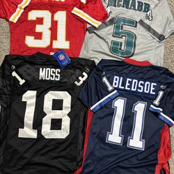 NFL Jerseys (Eagles, Chiefs, Raiders, & Bills)