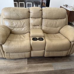 Theater Style Reclining Leather Couch